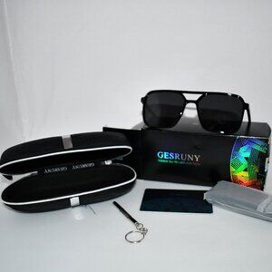 Gesruny Polarized Aviator Sunglasses for Men & Women - Black X00450CUHD NIB
